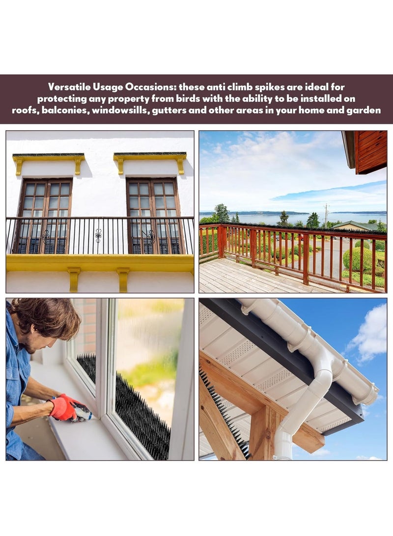 Bird Spikes 10pcs Bird Repellent Devices High Thorn Bird Deterrent Spikes for Small Birds Raccoon Cats Defender Keep Squirrel Woodpecke Away Pigeon Spikes Bird Nest Preventer Anti Theft Climb Strips for Railing and Roof Easy Installation Black - Image 4